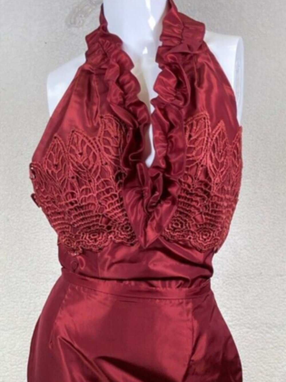 Nina Raynor Women's 2 Pc Red Evening Dress, Top & Long Skirt Size 8